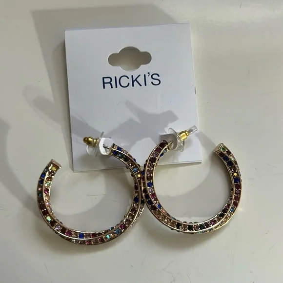 Multicolour Rhinestone hoops - Picture 2 of 7